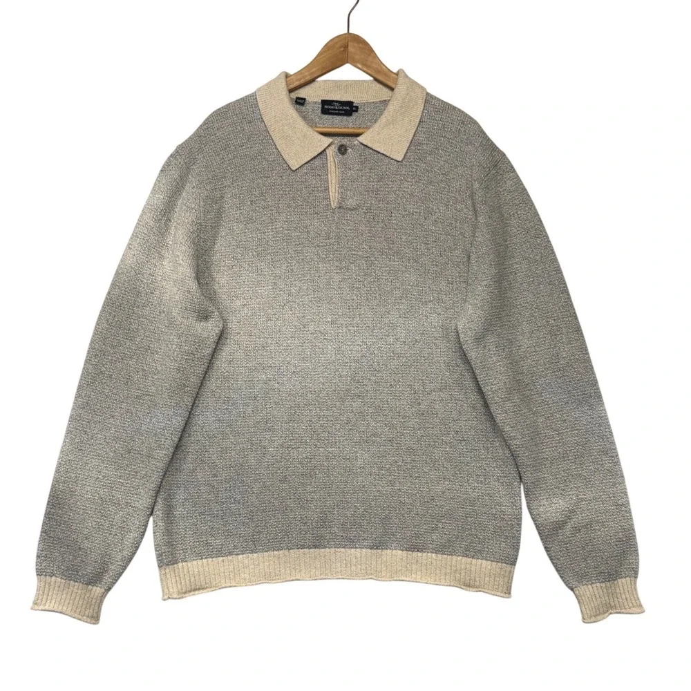 Rodd & Gunn Mens XL‎ Italian Yarn Cotton Wool Polo Sweater Grey EP1065 SMOKM